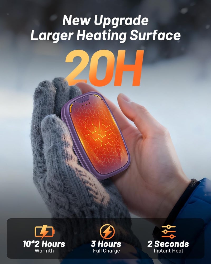 Aililan Hand Warmers Rechargeable 2 Pack, 3-Settings Rechargeable Hand Warmer, AI Smart Heating, Pocket Portable Electric Hands Warmer, Magnetic Handwarmers, A Winter for Kids and Loved Ones - Image 4
